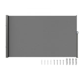 Retractable Side Awning, 71''x 118'' Outdoor Privacy Screen, 180g Polyester Water-proof Retractable Patio Screen, UV 30+ Room Divider Wind Screen for Patio, Backyard, Balcony, Gray